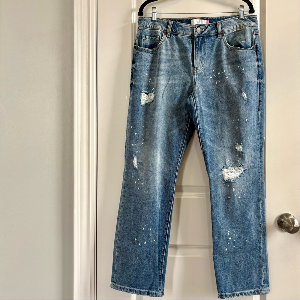 CAbi 💫 NWOT Spring 2021, 100% Boyfriend Jeans, Distressed, Size 8, #5884